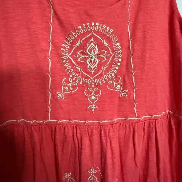 J. Jill Red Maxi Dress with Gold Embroidery - Picture 2 of 3